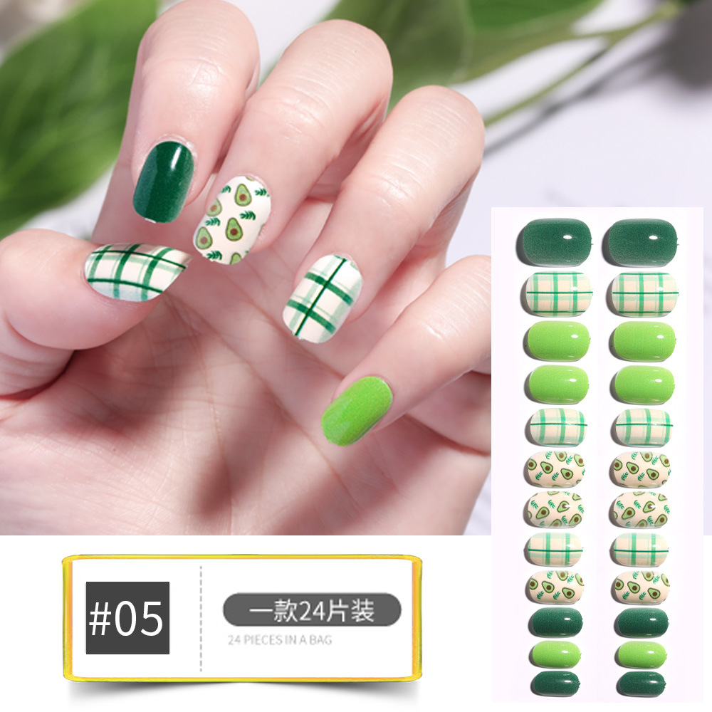 Cartoon Children's Nail Nail Beauty Piece Wear Nail Tip Nail Stickers Finished Product Wholesale Removable Fake Nails Jelly Glue