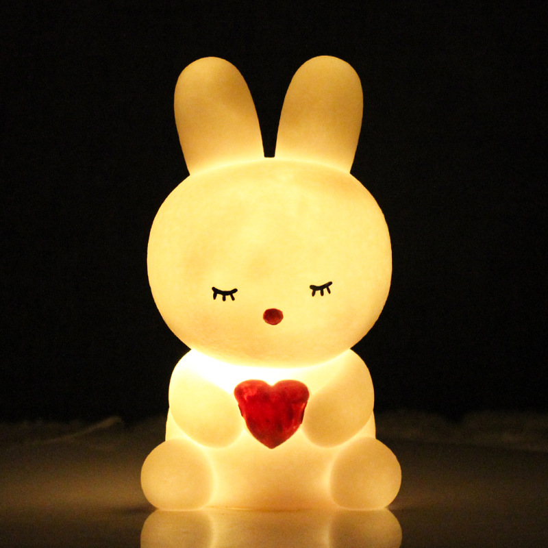 Creative Led Small Night Lamp Cute Luminous Bunny Light Room Bedside Lamp Decoration Vinyl New