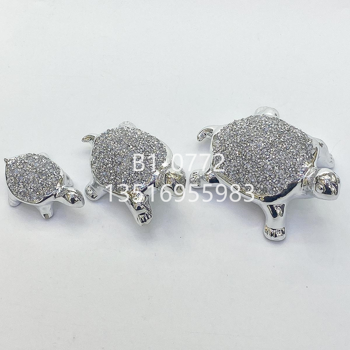 Modern Light Luxury Electroplated Silver Animal Ornaments Ceramic Turtle Crafts Ornament Furnishing Living Room Entrance Vase