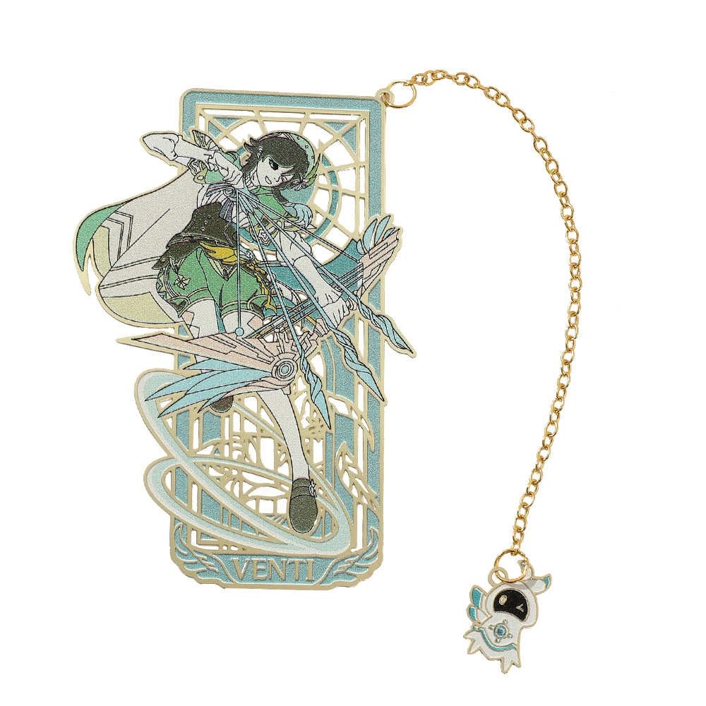 新品动漫游戏  原神周边温迪书签 二次元镂空款 现货批发