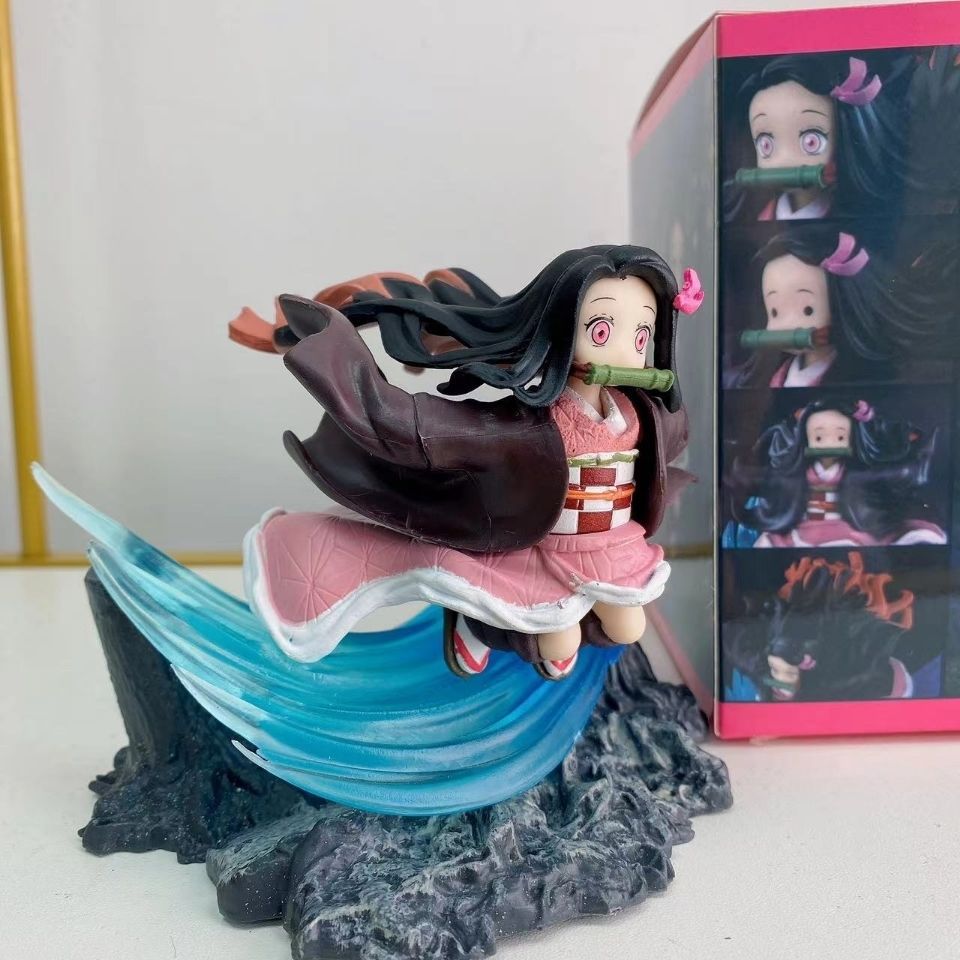 鬼灭之刃新款奔跑祢豆子手办摆件优质款可换脸生日礼物鬼灭周边