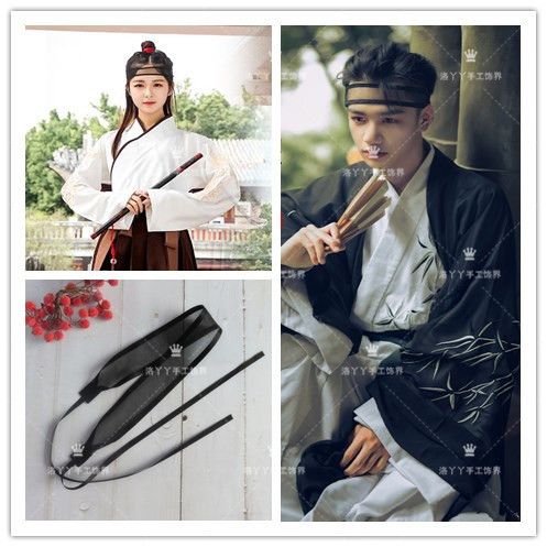 束发带男古风汉服黑色潮抹额绑头带头饰头巾短发中国风民族风发饰