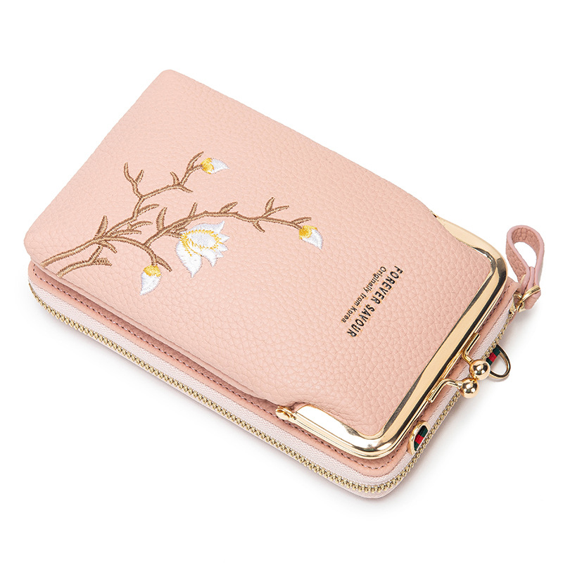 2023 New Embroidered Niche Bag Women's Summer Fashion Mini Phone Bag Crossbody Fashion Women's Wallet Long Wholesale