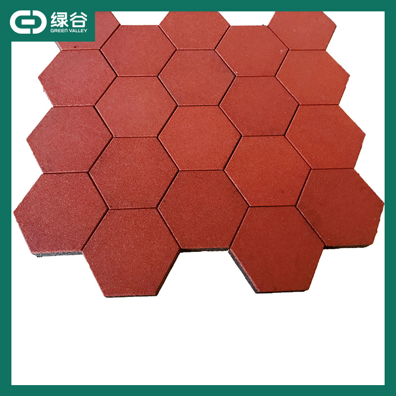 室外防止打滑地砖小区六边形橡胶地砖公园步道弹性地砖