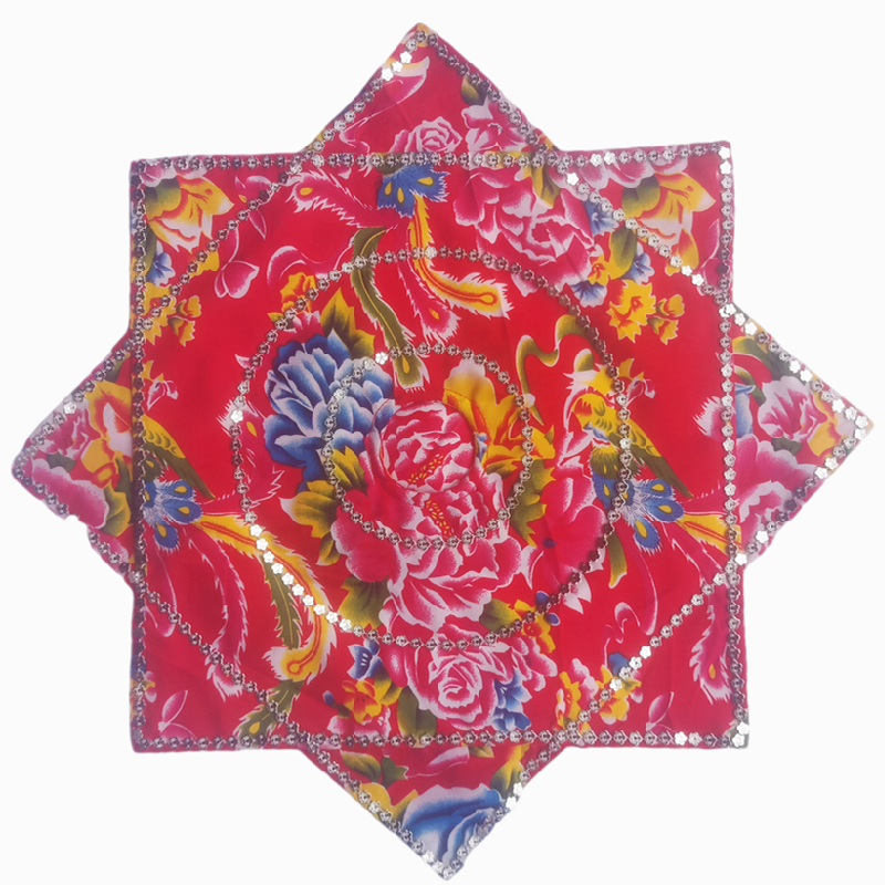 东北大秧歌手绢花钢圈立转加厚红色舞蹈跳二人转广场舞手帕八角巾