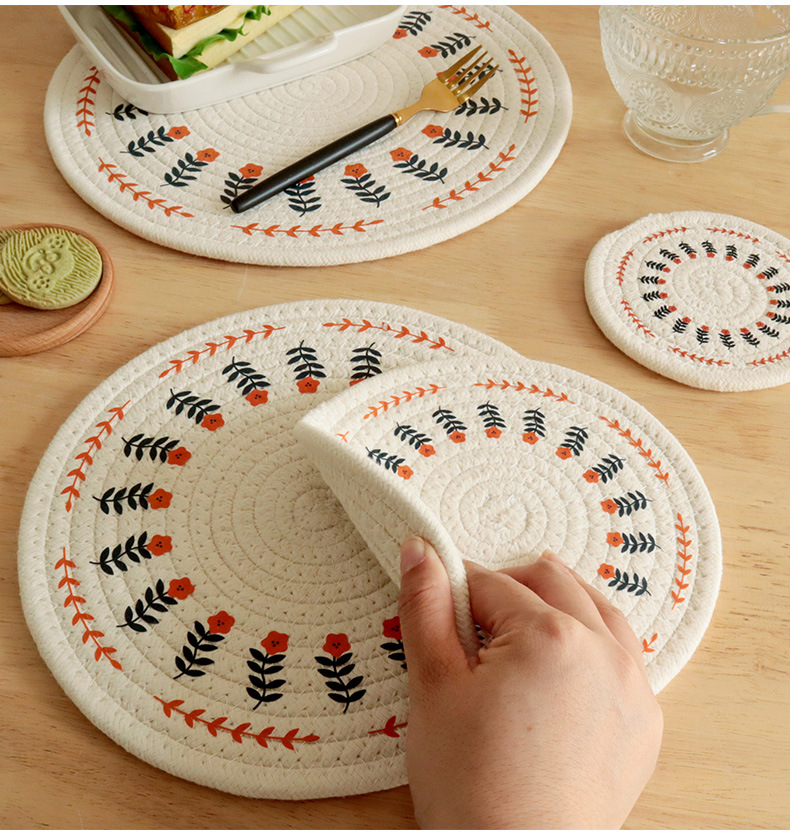 原创设计日式印花隔热垫杯垫圆形垫子餐垫创意锅垫防滑垫
