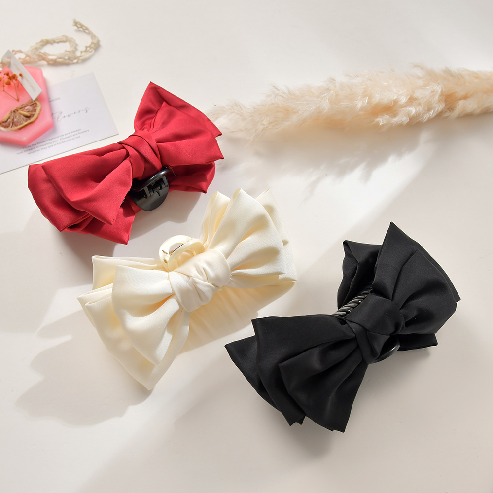 夏季热款高级感布艺发夹在逃公主蝴蝶结束发抓夹发卡头饰鲨鱼夹