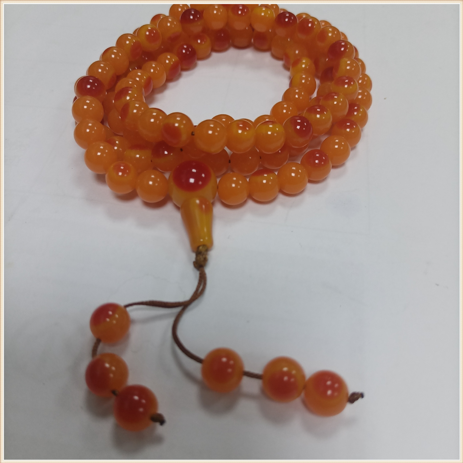 仿鹤顶红鸟头原红圆珠手串佛珠项链08mm*108颗骨粉树脂加润手感好