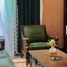 美式实木沙发客厅复古真皮沙发组合欧式小户型别墅轻奢皮艺沙发