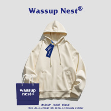 WASSUP NEST重磅美式卫衣男士春秋季帽衫运动衣服情侣连帽上衣男