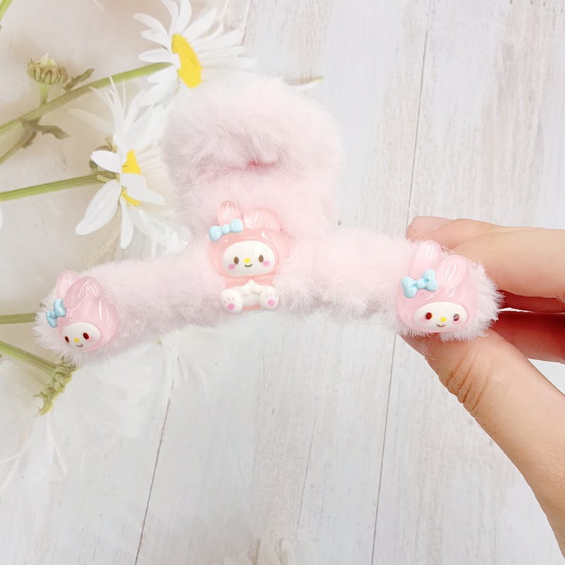 New Korean Style Cartoon Transparent Sanrio Plush Gripper Female Cute Coolomi Hairpin Student Back Head Headdress