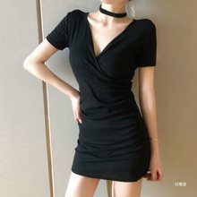 连衣裙女2021新款流行夏装短裙性感气质修身显瘦春秋款黑色包臀裙