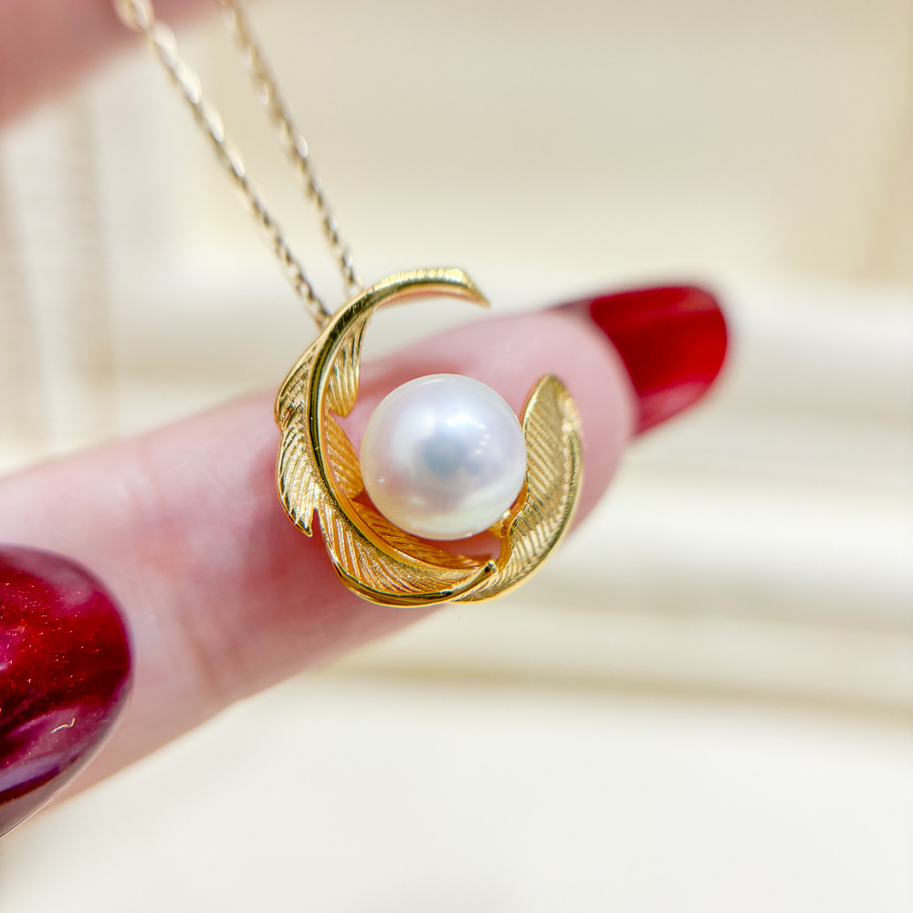 diy珍珠配件 s925银吊坠空托 时尚款项链坠 配6-8mm圆珠 31112