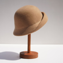 秋冬款羊毛毡帽圆顶翘边贝雷帽光身纯羊毛呢帽优雅复古保暖帽子女