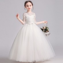 女童2023新款春季白色生日公主演出礼服唱歌表演服装舞台装合唱服