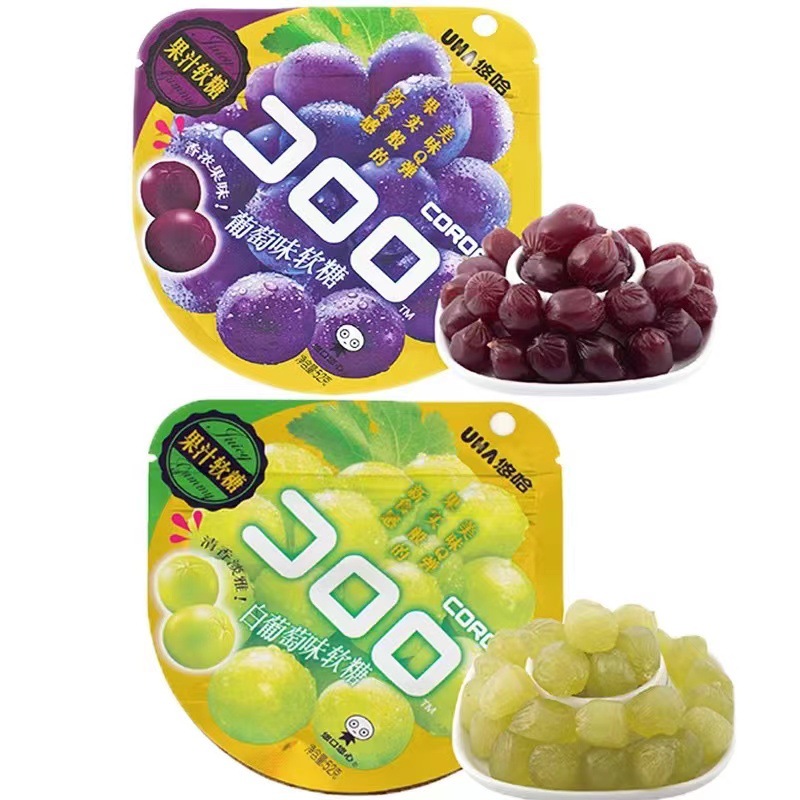 uha悠哈果汁软糖酷露露爆浆水果味橡皮qq糖网红零食糖果味觉糖