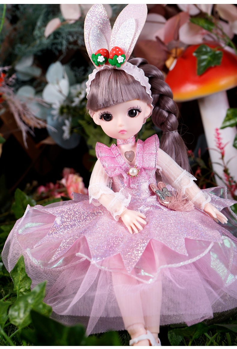 可爱兔子小舞娃娃带灯光音乐婚纱小公主儿童生日礼品女孩玩具批发