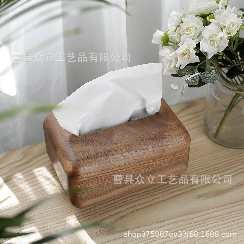 Manufacturers Produce Nordic Wooden Crafts Creative Tissue Box Home Living Room Restaurant and Tea Table Walnut Paper Extraction Box