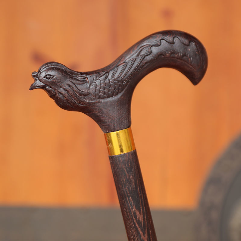 老年人拐杖实木手杖鸡翅红木拐棍老人防滑木质轻便四脚木头拄手棍