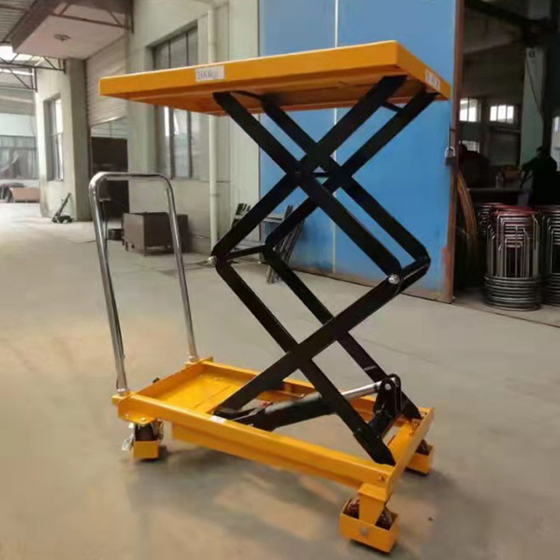 厂家定制手动液压升降平台车仓库物料装卸车小型脚踏式手推物流车