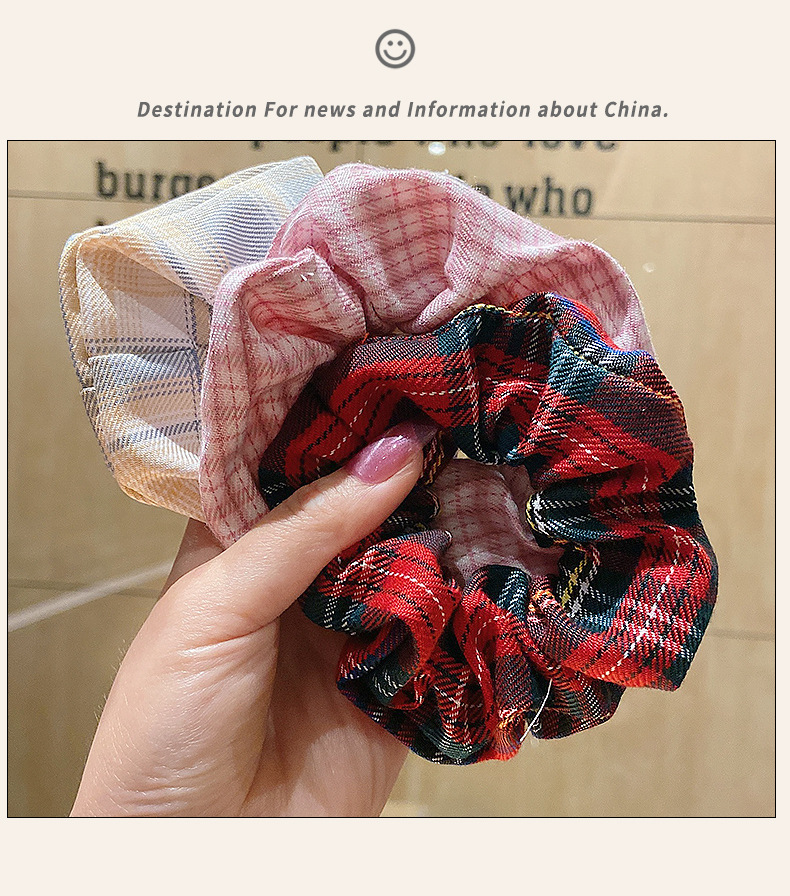 低马尾发饰日系儿童发圈大肠圈可爱头绳女小皮筋发绳布格子时尚