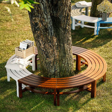 户外防腐木围树椅庭院露天凳子室外休闲座椅公园椅户外实木长条椅