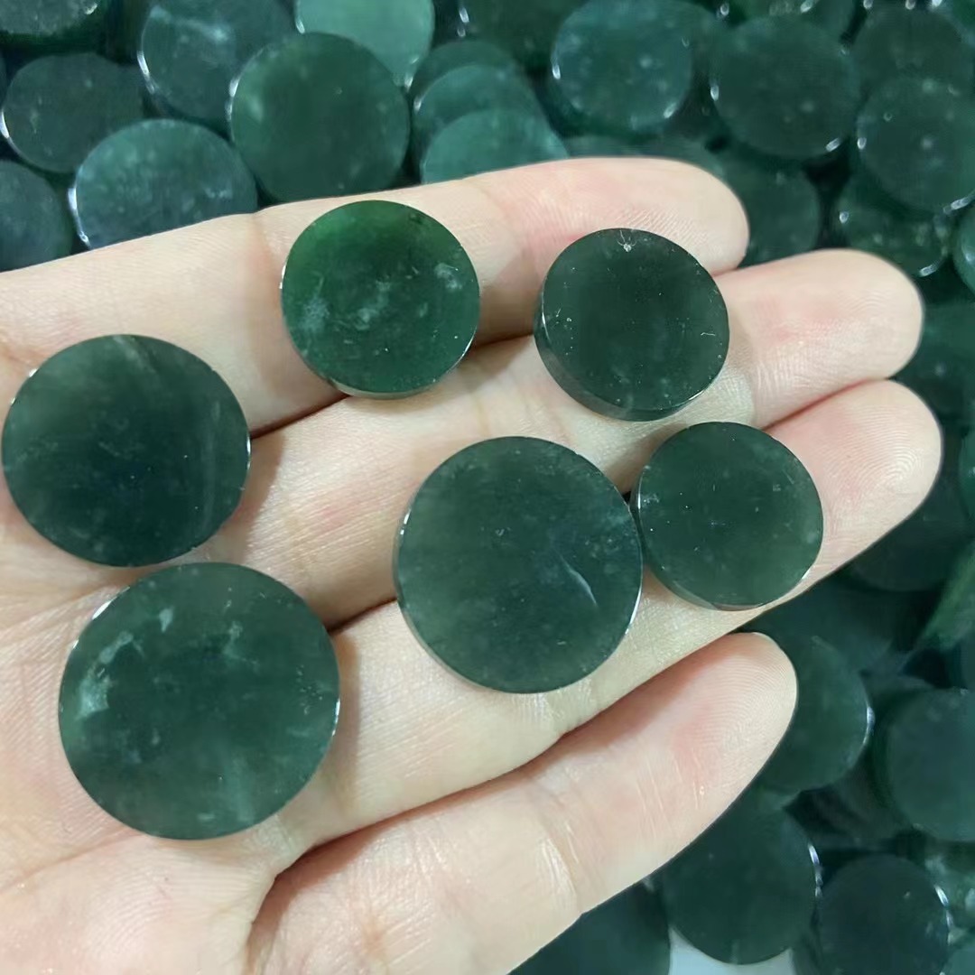 天然翡翠a货危料无事圆牌 冰种蓝水隔珠玉器手工编项链手串配件批