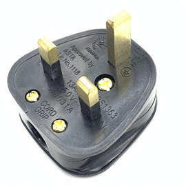 供应英式bs插头新加坡 英国 英标三脚 3芯 3极纯铜脚电木材料插头