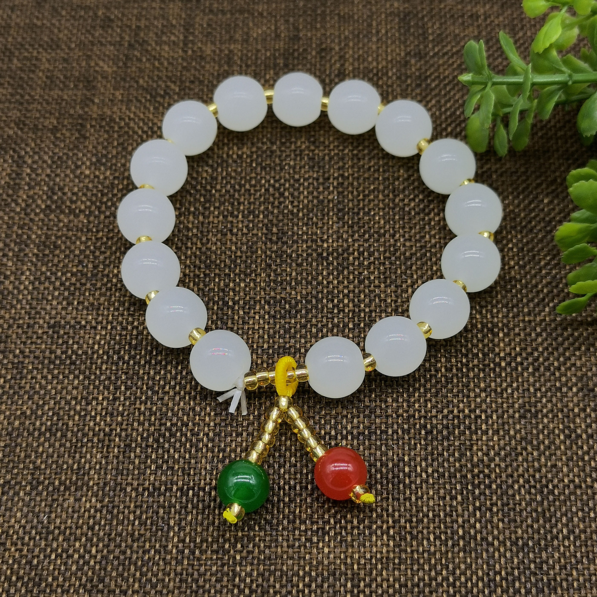 新款仿和田白玉手链女汉白玉圆珠手串直播间福利引流热卖礼品赠品