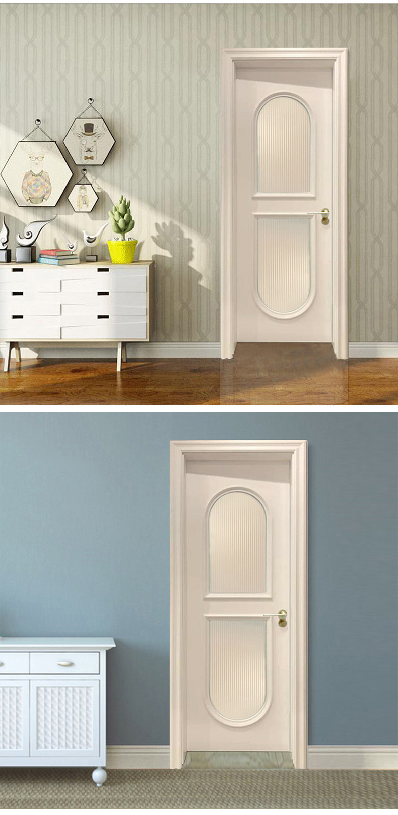 法式拱形烤漆复合玻璃圆弧白色现代简约房间卧室复合卫生间木门