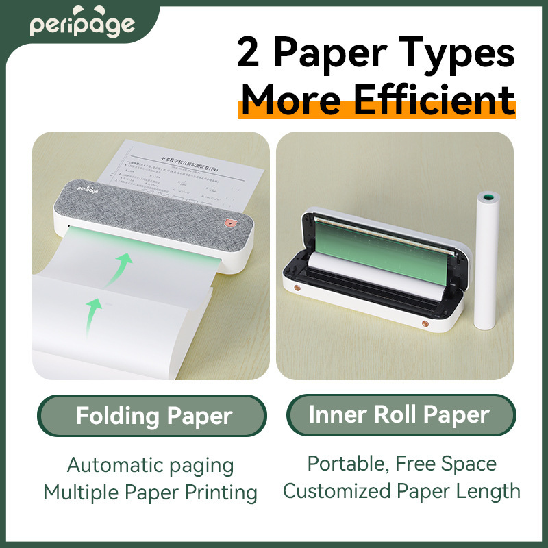 Peripage Aili Bear A4 Ink-Free Small Homework Paper Office Portable Mini HD Brush Question Printer