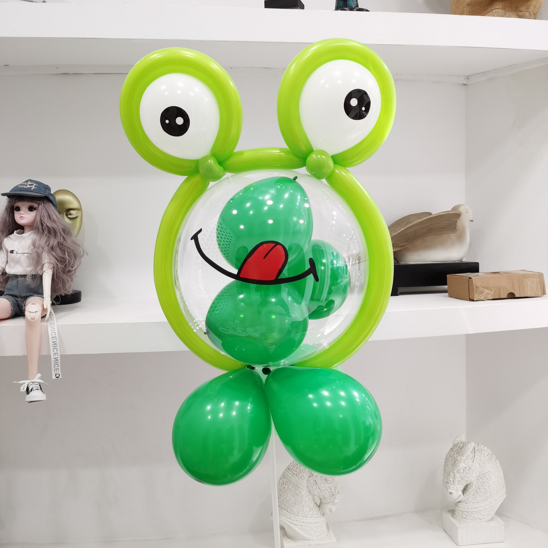 波波球熊猫眼睛贴纸长条造型卡通气球大号眼贴青蛙老虎眼睫毛贴画