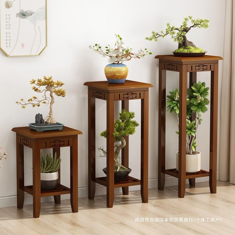 摆件底座花架底托客厅花架实木落地大花瓶底座客厅花台架跨境