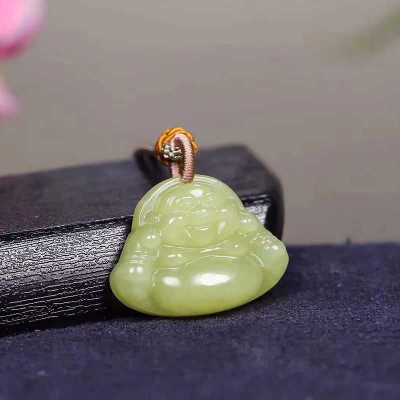 温润斋天然新疆和田玉黄口料玉石笑佛挂件玉器弥勒佛吊坠玉佛公坠