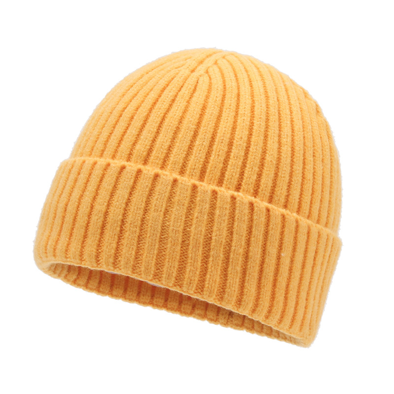 Foreign Trade Knitted Hat Wholesale Winter New Thickened Light Board Solid Color Woolen Cap Cycling Warm Men and Women Winter Hat Cross-Border