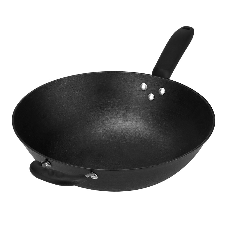 老铁锅无涂层炒菜锅家用铁锅不粘炒锅通用炉灶古法铸铁龟纹生铁锅