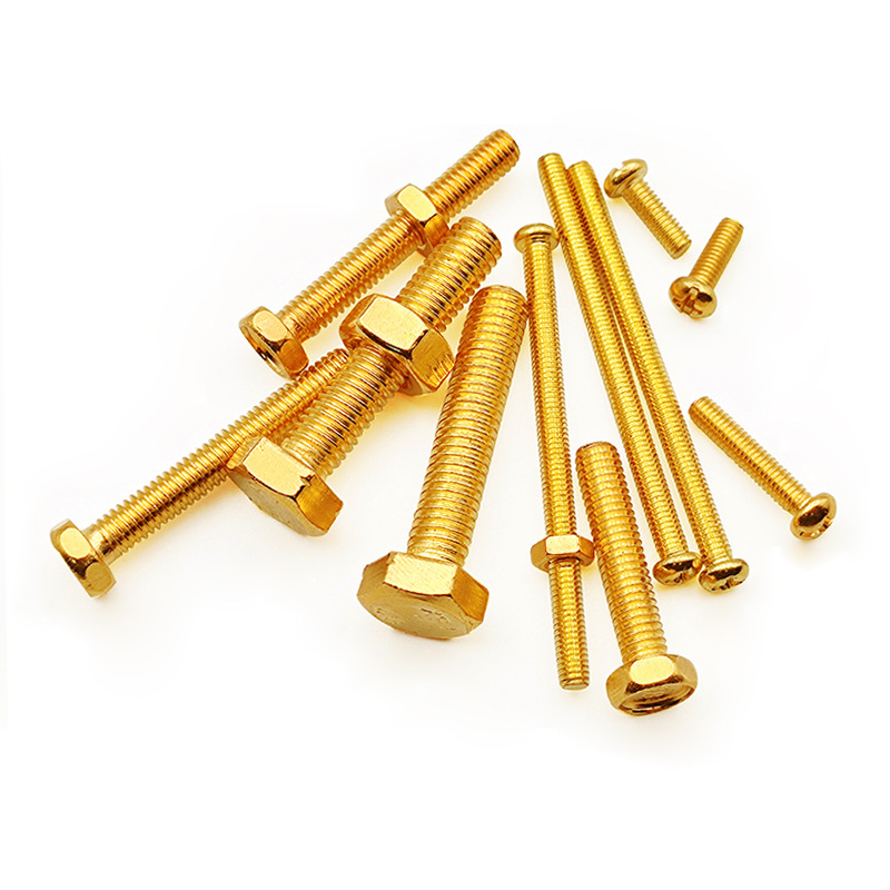 现货电镀金色电泳金螺丝钉 仿金镀铜色半圆头十字机丝螺钉螺丝杆
