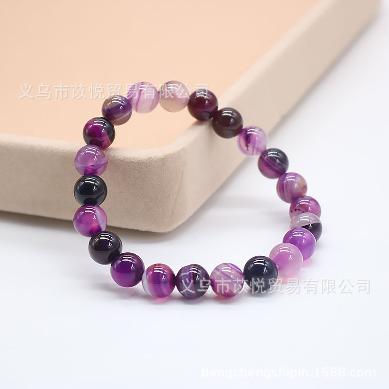 8mm Natural Stone Bracelet round Agate Bead Bracelet Tiger Eye Amethyst Boys and Girls Elastic Bracelet Wholesale