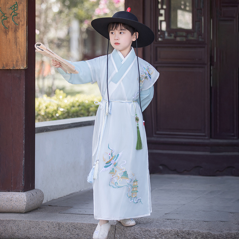 Hanfu Boy 2023 Autumn and Winter New Chinese Style High-End Handsome Children's Ancient Costume Boy Tang Suit Performance Clothes Wholesale