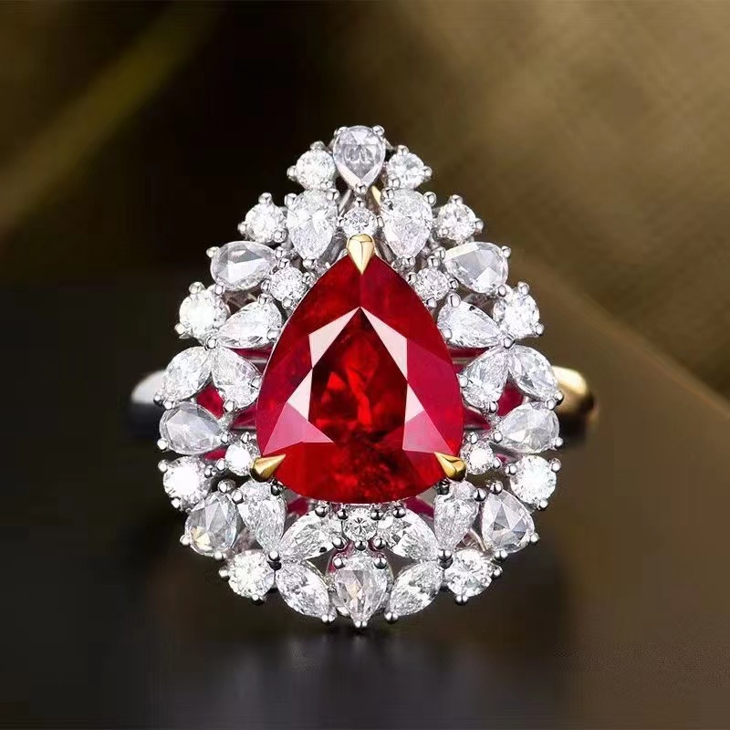 水滴红宝石戒指