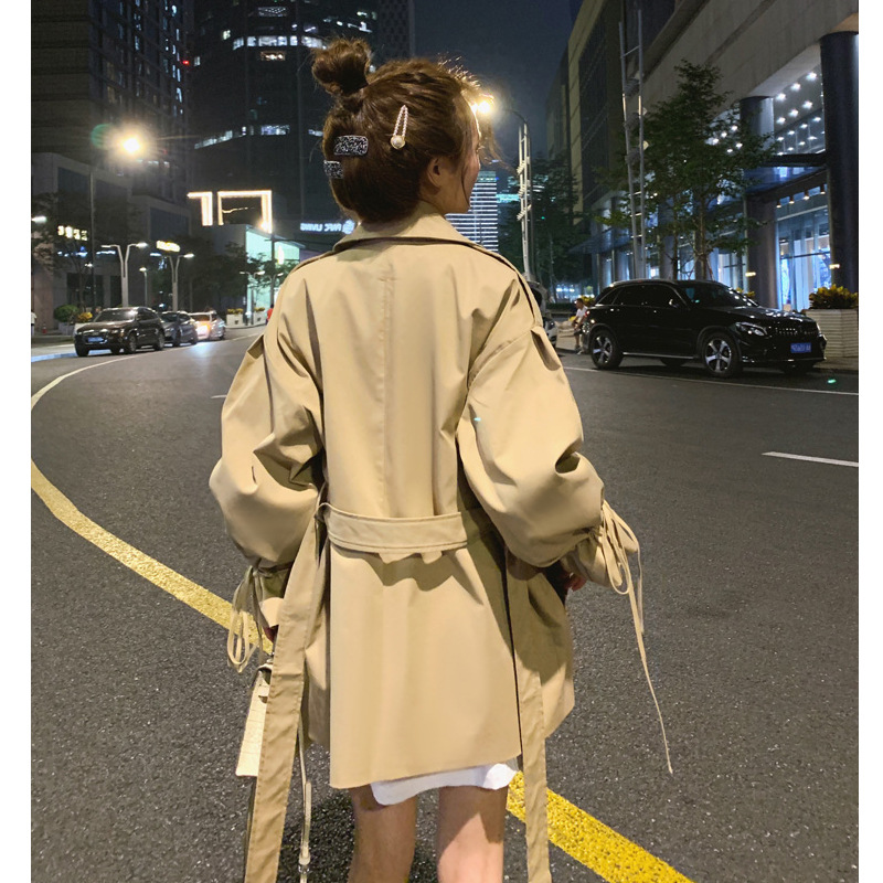 网红卡其色短款风衣外套女2021秋季新款小个子薄款英伦风休闲大衣