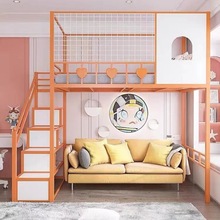 铁艺高架床单上层小户型上床下空省空间阁楼上下床儿童高低铁架床