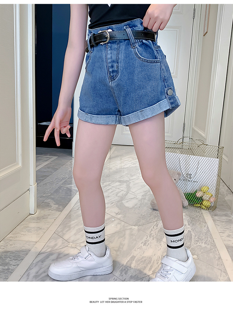 女童花苞牛仔裤夏季洋气短裤可爱女孩收腰牛仔短裤薄款童裤外贸潮