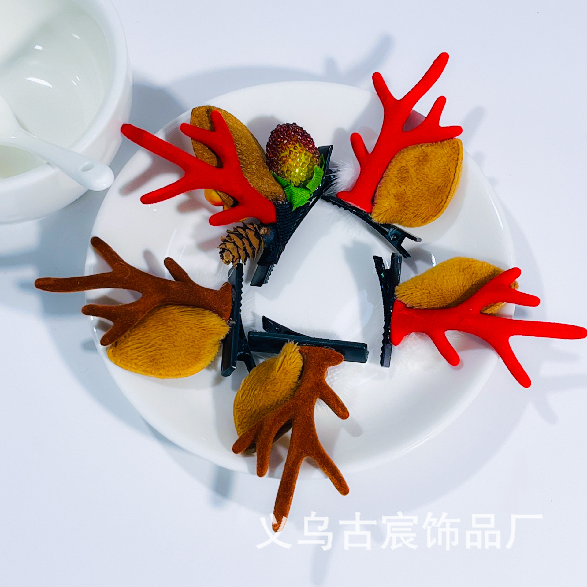 新款跨境圣诞发夹发箍雪花麋鹿老人圣诞节鸭嘴夹头饰发饰品批发