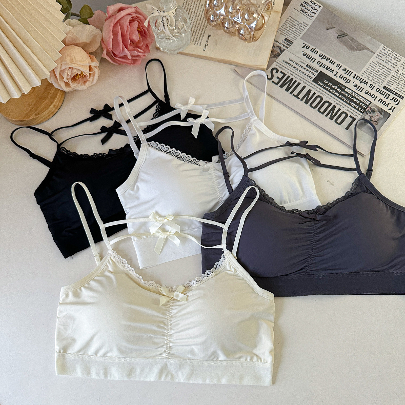 纯欲风内衣美背胸罩吊带网红爆款裹胸女夏抹胸背心2024新款蝴蝶结