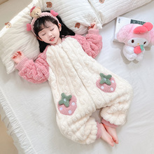 女童珊瑚绒睡袋冬季加厚款舒适防踢被婴儿宝宝秋冬儿童保暖冬款睡