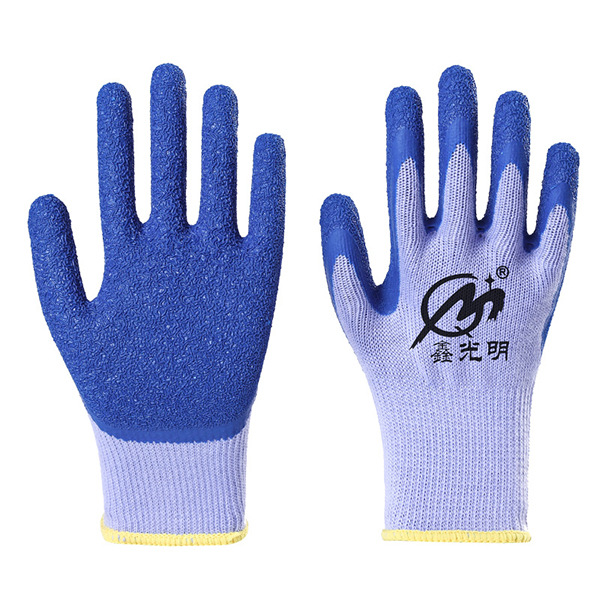 21 Woven Cotton Yarn Rubber Coated Gloves Wrinkle Non-Slip Gloves Construction Site Work Breathable Gloves Dipped Wrinkle Gloves