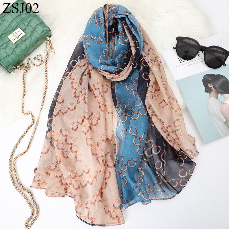 2022 New Chiffon Silk Scarf Women's Letter All-Match Scarf Spring and Summer Sunscreen Shawl Autumn and Winter Decoration Scarf