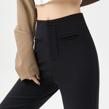 黑色西装裤子女夏季2024新款设计感高腰显瘦弹力修身拖地微喇叭裤