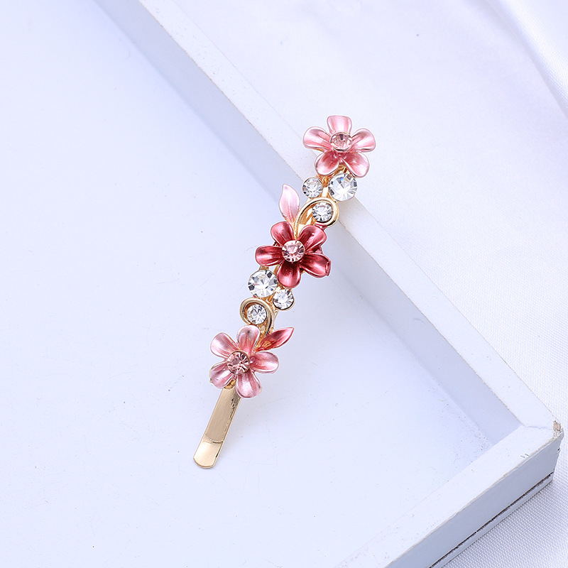 Spring Alloy Barrettes Women's Side Paint Side Clip Retro Plant Bang Clip Rhinestone Bobby Pin